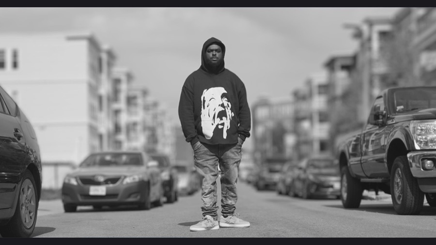 Black and white street portrait